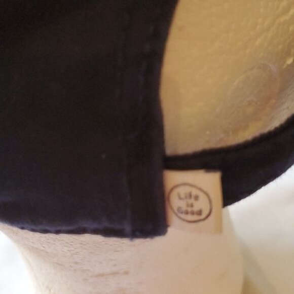 Life is Good Embellished Adjustabl A Tattered Chill Ballyard Script BaseBall Hat - Picture 5 of 12